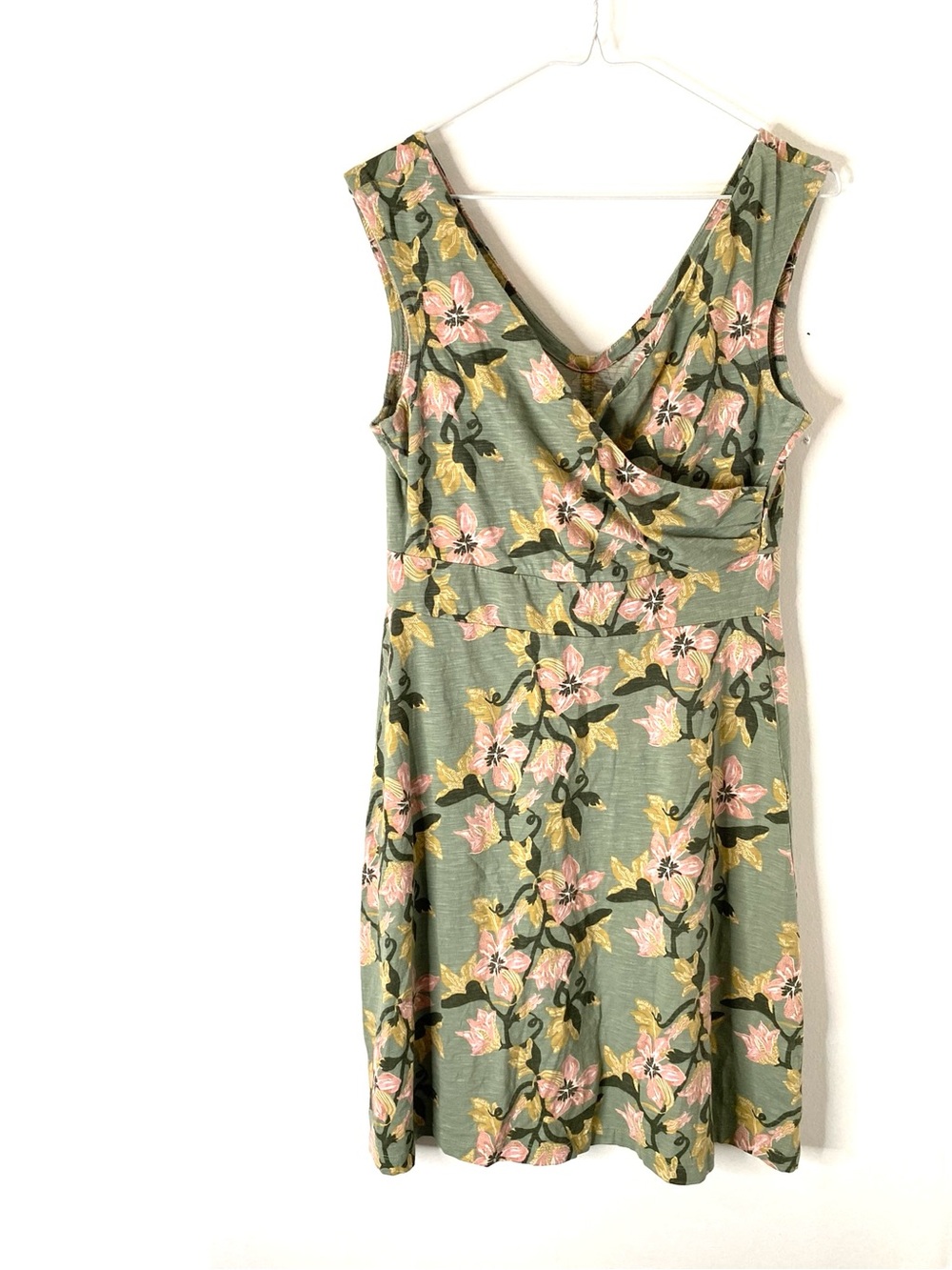 Patagonia Floral Wrap Dress Organic Cotton V Neck Sleeveless Midi